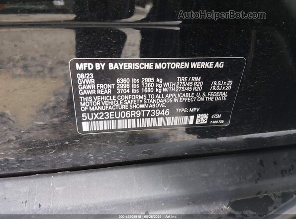 5UX23EU06R9T73946 2024 BMW X5 Black Widok komory silnika