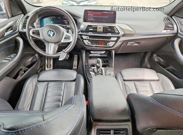 5UX2V1C05L9D00632 2020 BMW X4 Blue Widok deski rozdzielczej