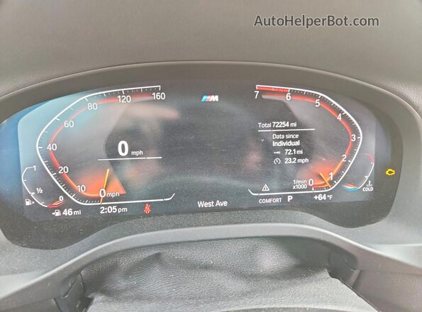 5UX2V1C05L9D00632 2020 BMW X4 Blue Widok zestawu wskaźników