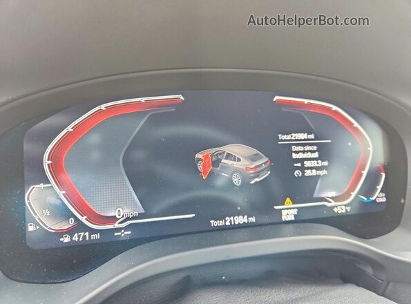 5UX33DT01R9W70929 2024 BMW X4 White Вид щитка приладів