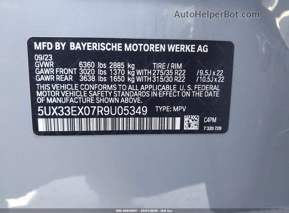 5UX33EX07R9U05349 2024 BMW X6 Gray 