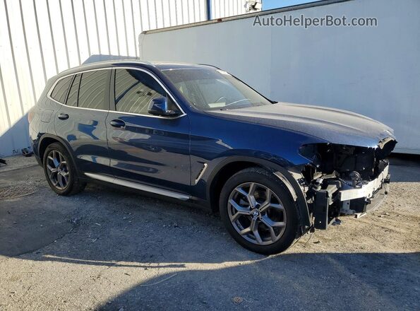 5UX43DP05N9J69213 2022 BMW X3 Blue Передня права чверть