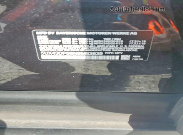 5UX43DP09N9M83639 2022 BMW X3 Charcoal Вид наклейки з VIN-кодом