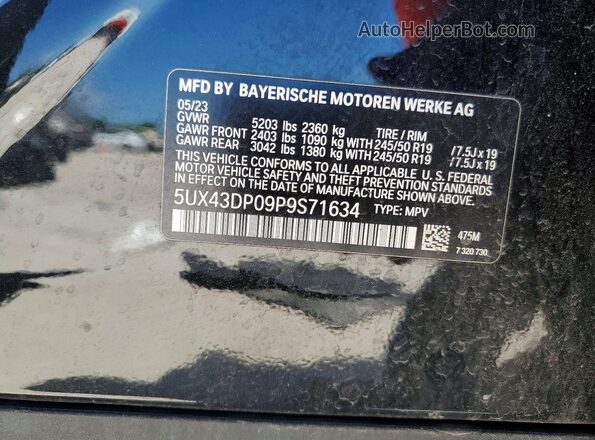 5UX43DP09P9S71634 2023 BMW X3 Black 
