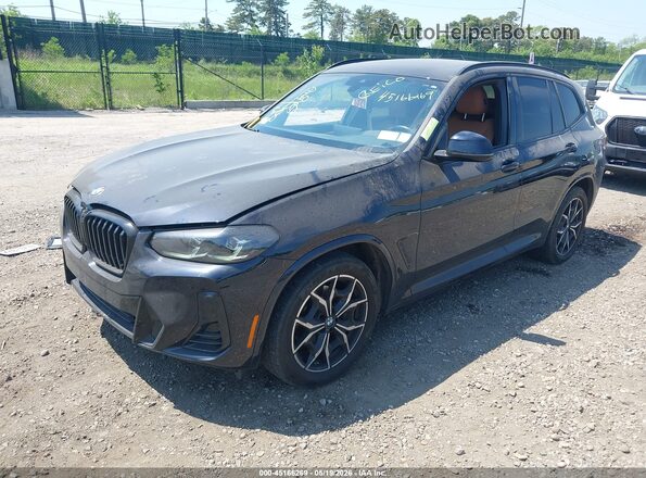 5UX53DP01N9M86877 2022 BMW X3 Black წინა მარცხენა ხედი სამი მეოთხედიდან