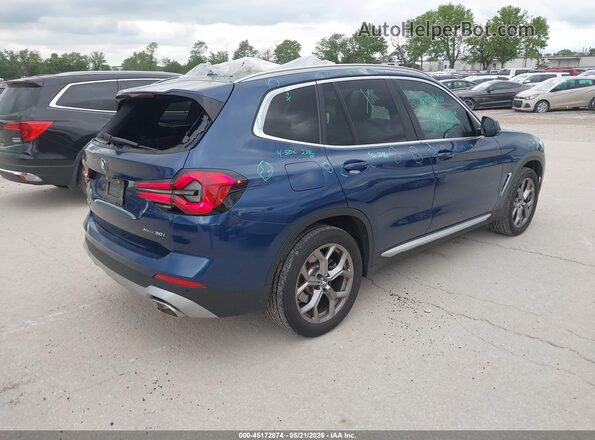 5UX53DP01R9V84281 2024 BMW X3 Blue Задня права чверть