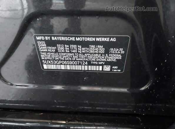 5UX53GP06S9007124 2025 BMW X3 Gray Widok komory silnika