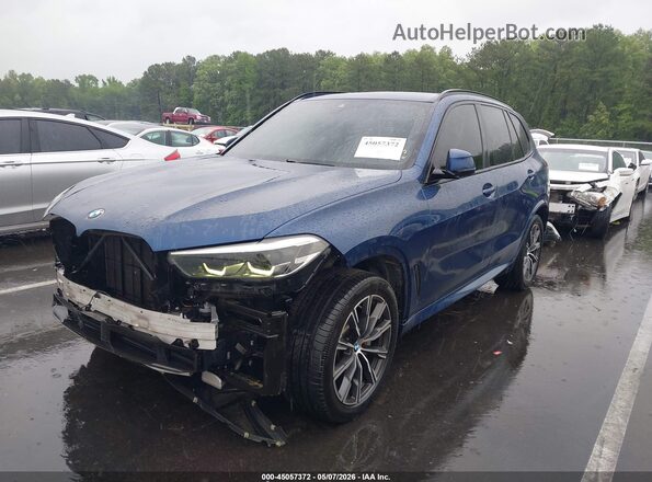 5UXCR4C01LLT19897 2020 BMW X5 Blue Առջևի ձախ երեք քառորդ տեսարան