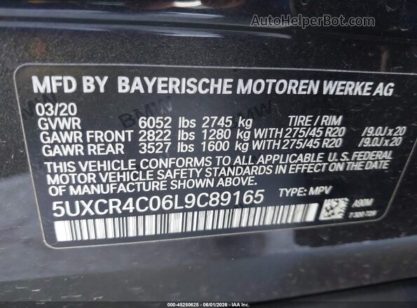 5UXCR4C06L9C89165 2020 BMW X5 Gray Vista del compartimento del motor