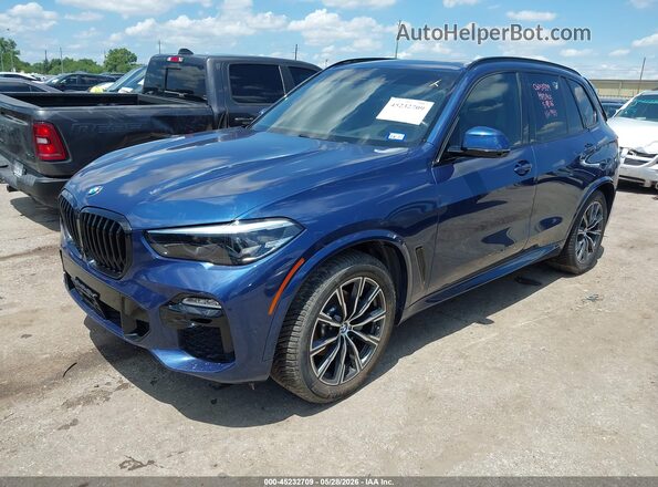 5UXCR4C08M9E00963 2021 BMW X5 Blue Առջևի ձախ երեք քառորդ տեսարան