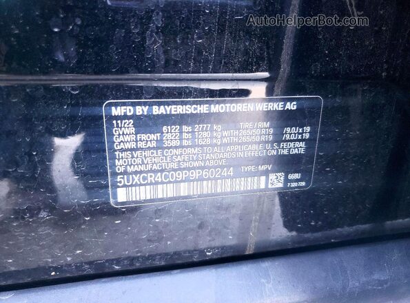 5UXCR4C09P9P60244 2023 BMW X5 Black Engine compartment view