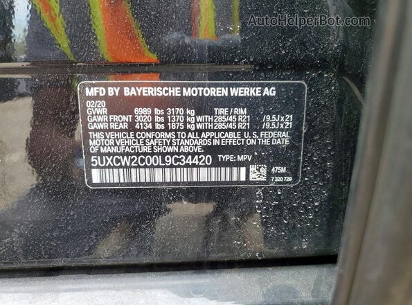 5UXCW2C00L9C34420 2020 BMW X7 Black Vista interior de 360 grados