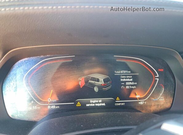5UXCW2C02M9H35987 2021 BMW X7 White Widok zestawu wskaźników