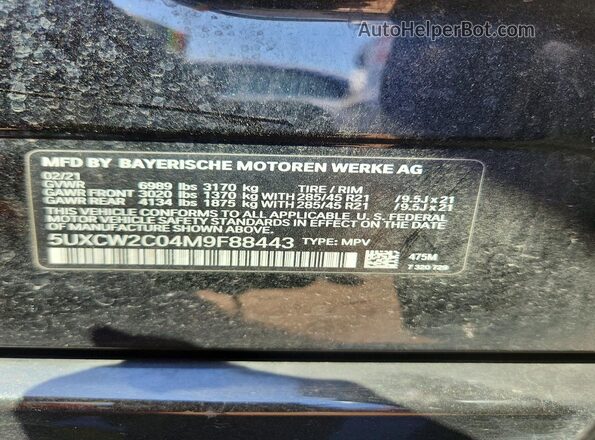5UXCW2C04M9F88443 2021 BMW X7 Black 