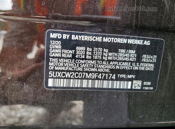 5UXCW2C07M9F47174 2021 BMW X7 Black VIN sticker view