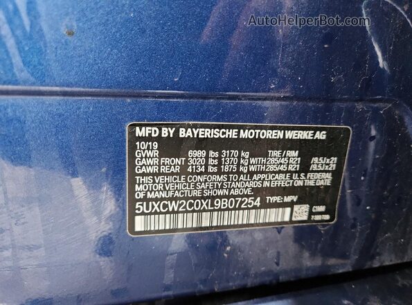 5UXCW2C0XL9B07254 2020 BMW X7 Синий Вид наклейки с VIN-кодом