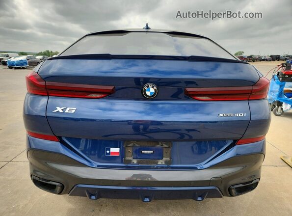 5UXCY6C01M9G87058 2021 BMW X6 Blue Widok z tyłu