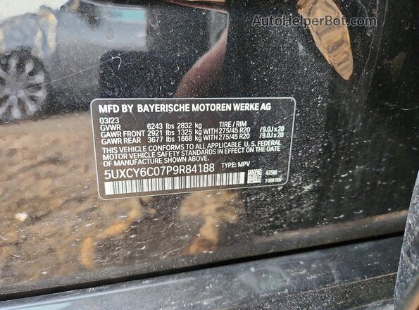 5UXCY6C07P9R84188 2023 BMW X6 Black Вид підкапотного простору
