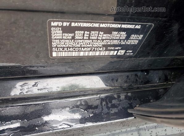 5UXJU4C01M9F71043 2021 BMW X5 Black Вид наклейки з VIN-кодом