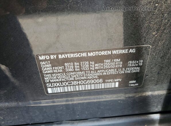 5UXKU0C38H0G69066 2017 BMW X6 Blue 