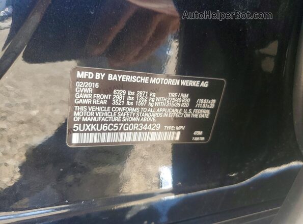 5UXKU6C57G0R34429 2016 BMW X6 Black Vista de la etiqueta del VIN