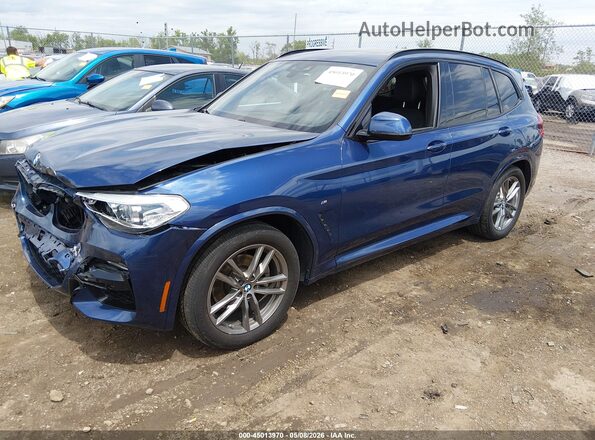5UXTR9C50KLP82993 2019 BMW X3 Blue Առջևի ձախ երեք քառորդ տեսարան