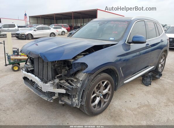 5UXTY3C03M9H85068 2021 BMW X3 Blue Front left