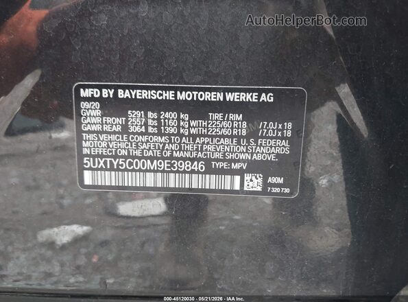 5UXTY5C00M9E39846 2021 BMW X3 Gray 