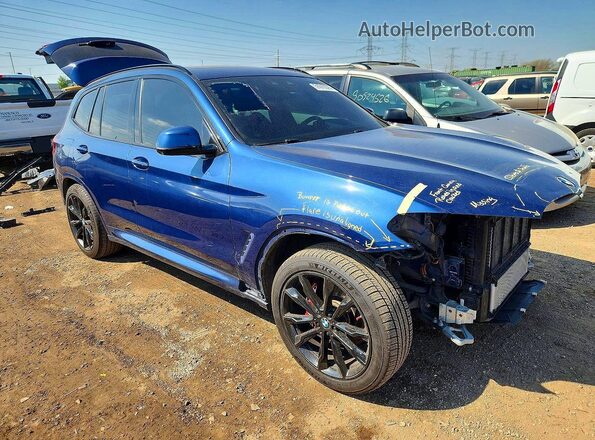 5UXTY5C01M9G50151 2021 BMW X3 Blue Przód prawy