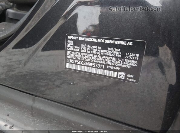 5UXTY5C03M9F57311 2021 BMW X3 Black Widok komory silnika