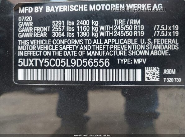 5UXTY5C05L9D56556 2020 BMW X3 Серый Вид подкапотного пространства