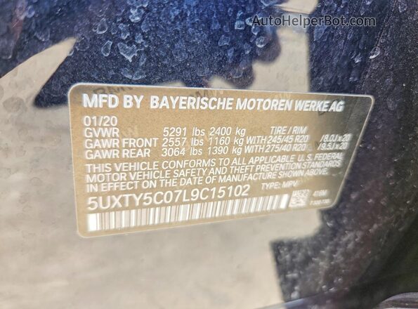 5UXTY5C07L9C15102 2020 BMW X3 Black VIN sticker view