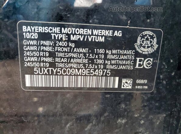5UXTY5C09M9E54975 2021 BMW X3 Black სალონის 360-გრადუსიანი ხედი