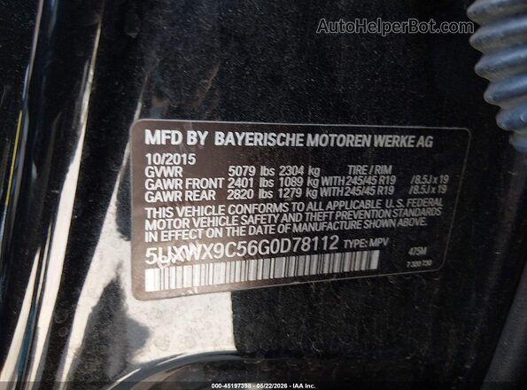 5UXWX9C56G0D78112 2016 BMW X3 Black Engine compartment view