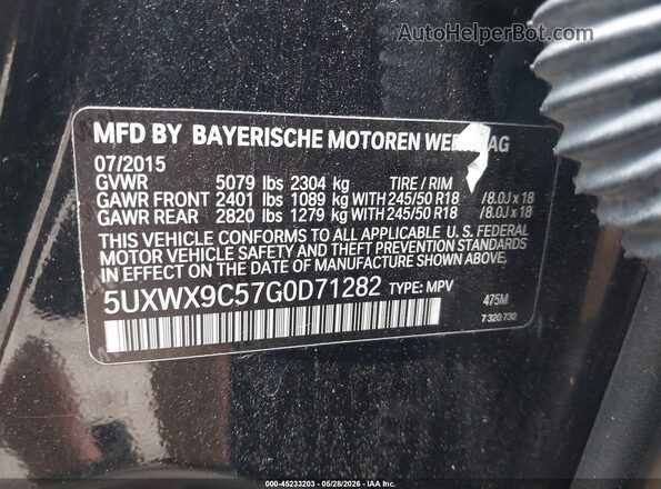 5UXWX9C57G0D71282 2016 BMW X3 Black Вид підкапотного простору