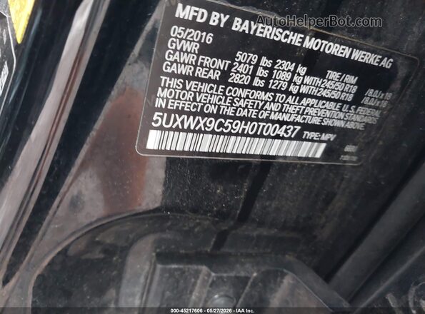 5UXWX9C59H0T00437 2017 BMW X3 Black ძრავის განყოფილების ხედი