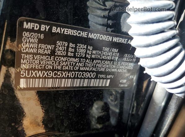 5UXWX9C5XH0T03900 2017 BMW X3 Black 