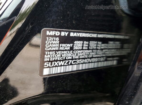 5UXWZ7C35H0V89197 2017 BMW X3 Черный 