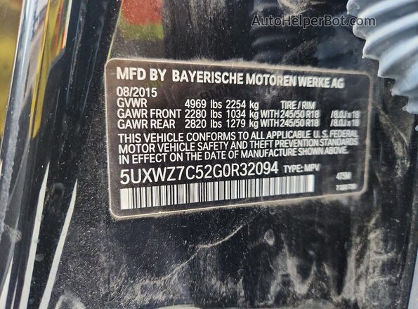5UXWZ7C52G0R32094 2016 BMW X3 Black 