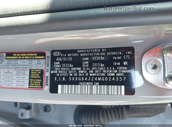 5XXG64J24MG024357 2021 KIA K5 Gray 