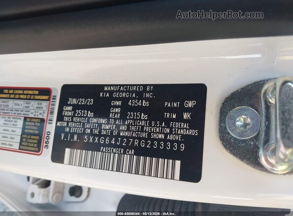 5XXG64J27RG233339 2024 KIA K5 White Widok komory silnika