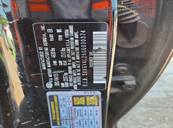 5XXGV4L26GG030374 2016 KIA OPTIMA Black ძრავის განყოფილების ხედი
