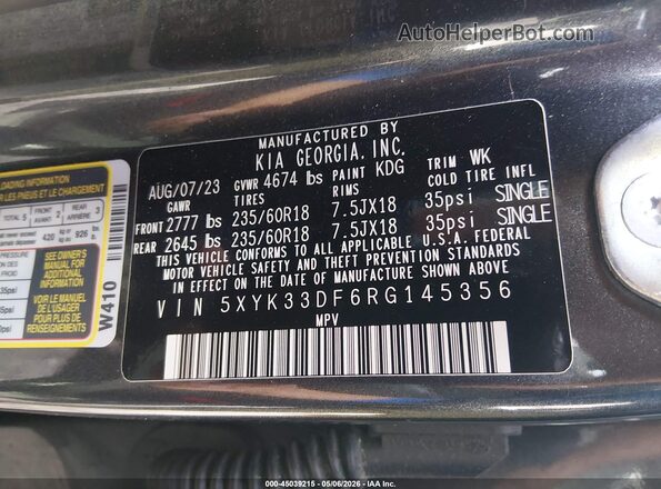 5XYK33DF6RG145356 2024 KIA SPORTAGE Black Vista del compartimento del motor