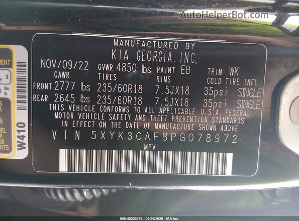 5XYK3CAF8PG078972 2023 KIA SPORTAGE Black ძრავის განყოფილების ხედი