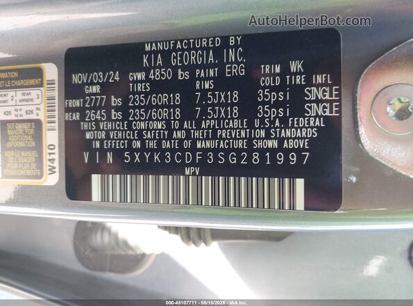 5XYK3CDF3SG281997 2025 KIA SPORTAGE Серебряный 