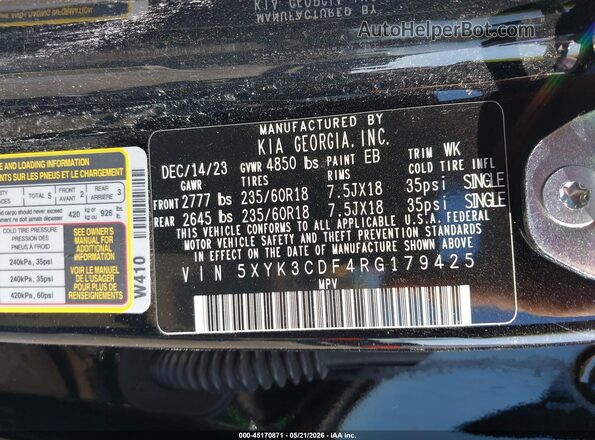 5XYK3CDF4RG179425 2024 KIA SPORTAGE Black Vista del compartimento del motor
