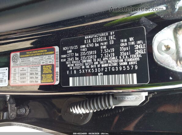 5XYK53DF2TG395579 2026 KIA SPORTAGE Black Vista del compartimento del motor
