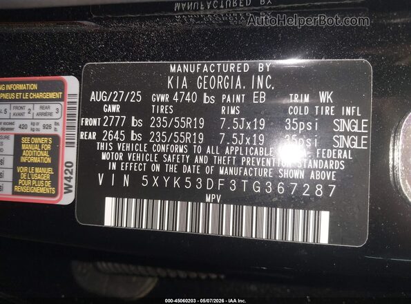 5XYK53DF3TG367287 2026 KIA SPORTAGE Black 
