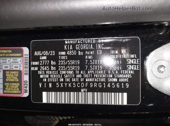 5XYK5CDF9RG145619 2024 KIA SPORTAGE Black ძრავის განყოფილების ხედი