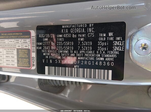 5XYK6CDF2RG148360 2024 KIA SPORTAGE Gray 